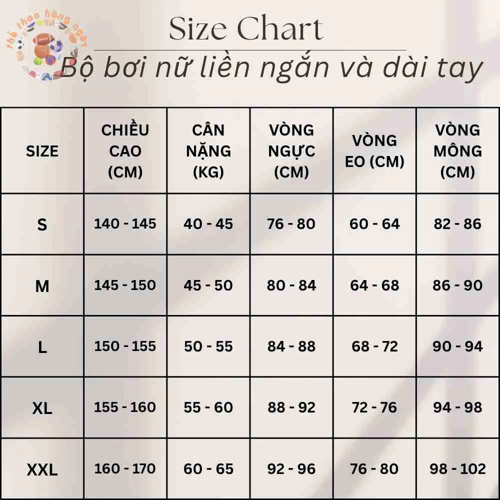 1027 bộ bơi liền ngắn tay - bảng size ngắn tay và dài tay.webp